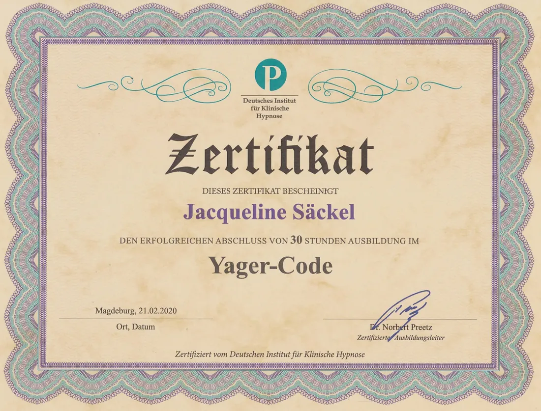 Diplom Yager Code von Jacqueline Säckel